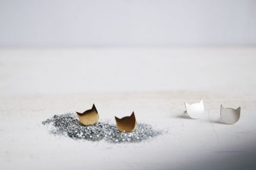 Pendientes gato Miau de plata Fauna y Flora