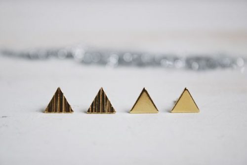 Pendientes triángulos con texturas chapados Fauna y Flora