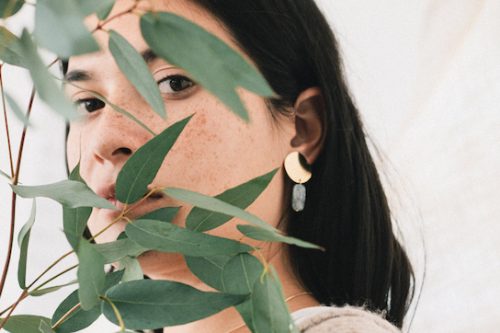 Pendientes grandes piedras Gaia Cianita Fauna y Flora