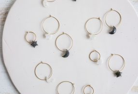 Fauna y Flora pendientes aro Astros Lunas y Estrellas mineral 11