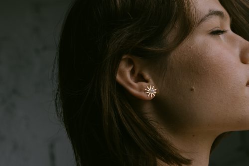 Pendientes flores estrella con piedras naturales Aster de Fauna y Flora
