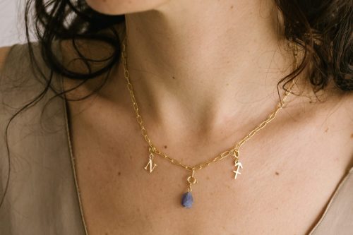 Tanzanita Collar personalizado charms Sagitario Natal de Fauna y Flora